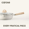 Carote Nonstick Cookware Set 21-Piece, Kitchen Pots and Pans Set, Stay Cool Handles, Induction Compatible, Cookware Set for RV and Camping, Beige